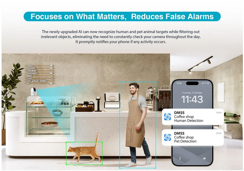 La Mejor Cámara Dahua IP Domo PT 5MP AI WiFi con Micrófono y Parlante